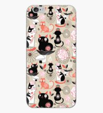 Floral pattern with cats iPhone Case