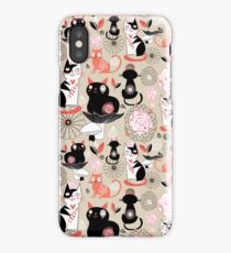 Floral pattern with cats iPhone Case