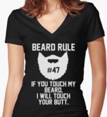 Beard Rule #47 Women's Fitted V-Neck T-Shirt