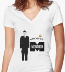 Project Monarch - Bluebird Project - Paper Clip - MK Ultra Women's Fitted V-Neck T-Shirt