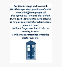 The 11th Doctor's Final Speech Photographic Print