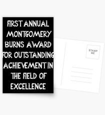 First Annual Montgomery Burns Award for Outstanding Achievement in the Field of Excellence Postcards