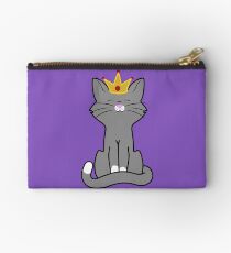 Gray Cat Princess with Gold Crown Studio Pouch