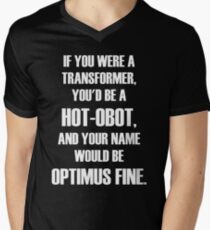 Pick Up Line T-Shirt: HOT-OBOT Men's V-Neck T-Shirt