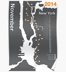 Póster Mapa de maratón de la ciudad de Nueva York 2014
