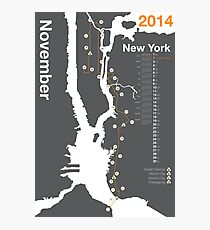 New York City Marathon Map 2014 Photographic Print