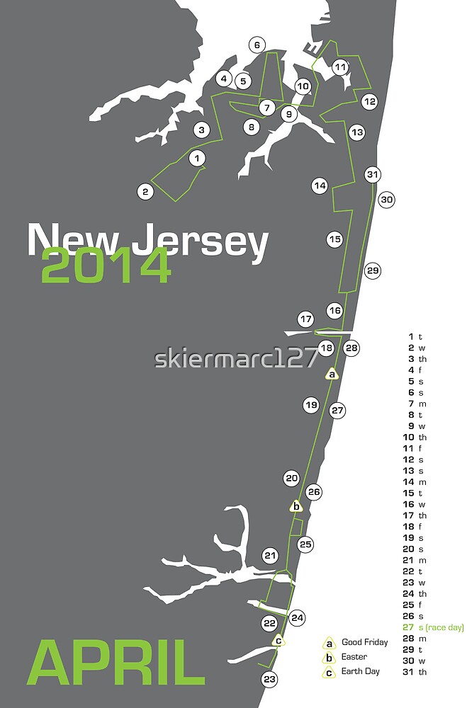 "New Jersey Marathon Map 2014" by skiermarc127 Redbubble