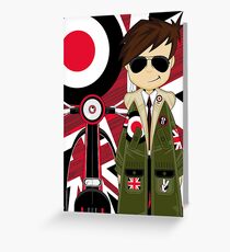 Tarjeta de felicitación Mod Boy y Retro Scooter