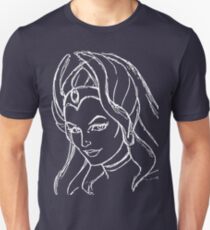 She-Ra Princess of Power - Looking Left - White Line Art Unisex T-Shirt