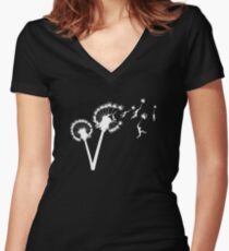 Camiseta entallada de cuello en V Dandylion Flight - silueta blanca
