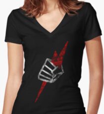 Pride "Fist" Distressed Women's Fitted V-Neck T-Shirt