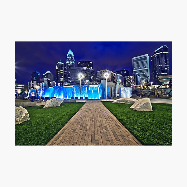 charlotte skyline behind romare bearden park Photographic Print