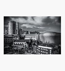 Birmingham Cityscape Skyline, UK in Monochrome Photographic Print