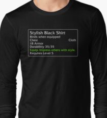 Chemise noire élégante T-shirt manches longues