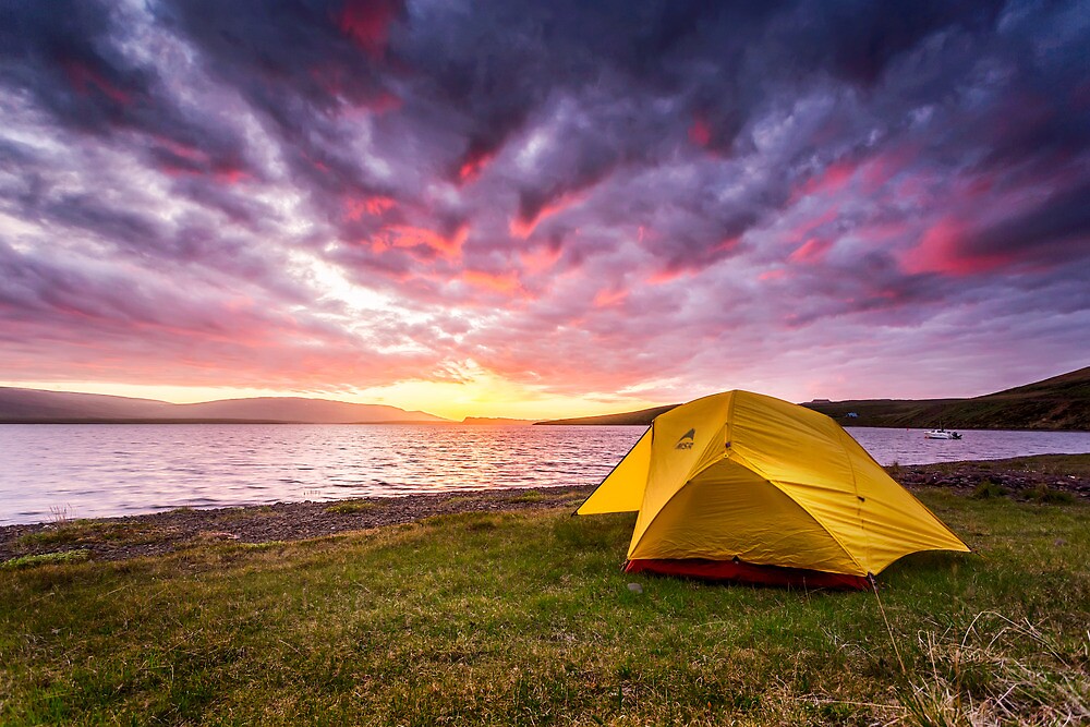 "Our Tent at Sunset - Borgarvirki, Iceland" by Cabot Trail Pathfinders