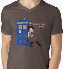 H.G. Who - grey text Men's V-Neck T-Shirt