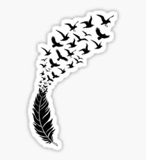 Black feather with flying birds Sticker