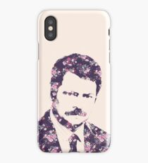 Ron Swanson in Florals iPhone Case