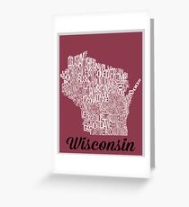 Wisconsin Typography Map Grußkarte