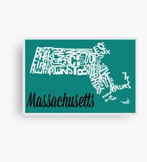 Massachusetts Typography Map Canvas Print