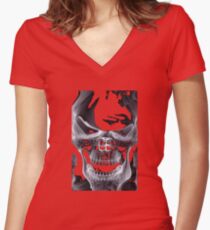 Alien Skull X-ray Women's Fitted V-Neck T-Shirt