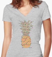 Tropical Lights Women's Fitted V-Neck T-Shirt