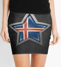 Isländische Flagge innerhalb eines gealterten und verkratzten Sternes Minirock