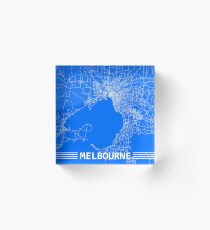 Melbourne by Road (Blue) Acrylic Block