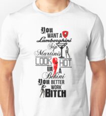 Lamborghini Martinis Hot Bikini Work Bitch Britney Spears Slim Fit T-Shirt