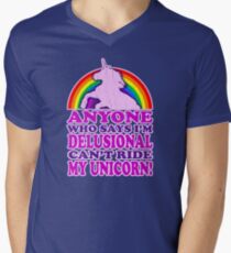 Funny Delusional Unicorn (Vintage Distressed Design) Men's V-Neck T-Shirt