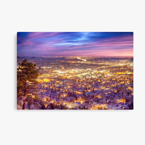 Downtown Boulder Colorado City Lights Sunrise Canvas Print