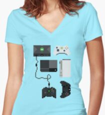 Pixel History - Xbox Women's Fitted V-Neck T-Shirt