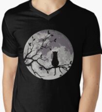 The Cat And The Moon Men's V-Neck T-Shirt