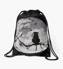 The Cat And The Moon Drawstring Bag