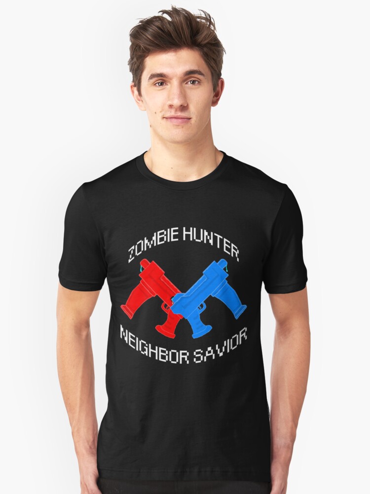 Alternate view of Zombie Hunter - Neighbor Savior Slim Fit T-Shirt