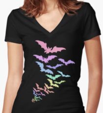 Pastel Bats Women's Fitted V-Neck T-Shirt
