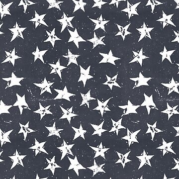 Artwork thumbnail, Linocut Stars - Navy & White by tracieandrews