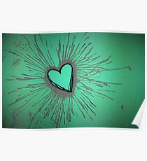 Purple and Green Exploding Heart Poster