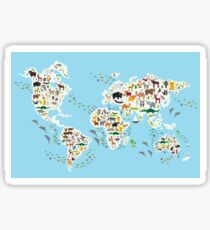 animal world map Sticker