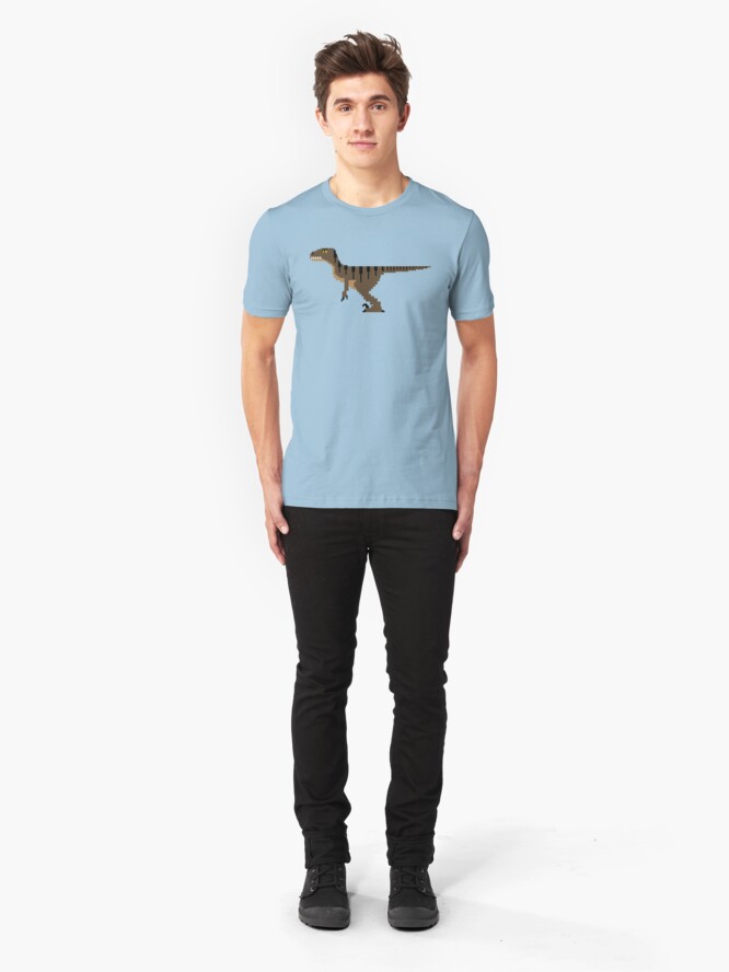 Alternate view of 8-Bit Velociraptor Slim Fit T-Shirt