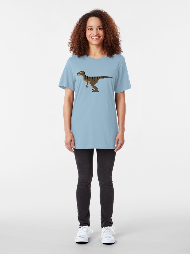 Alternate view of 8-Bit Velociraptor Slim Fit T-Shirt