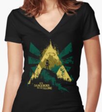 It's Dangerous To Go Alone Women's Fitted V-Neck T-Shirt