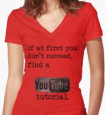 You Tube Tutorial Women's Fitted V-Neck T-Shirt