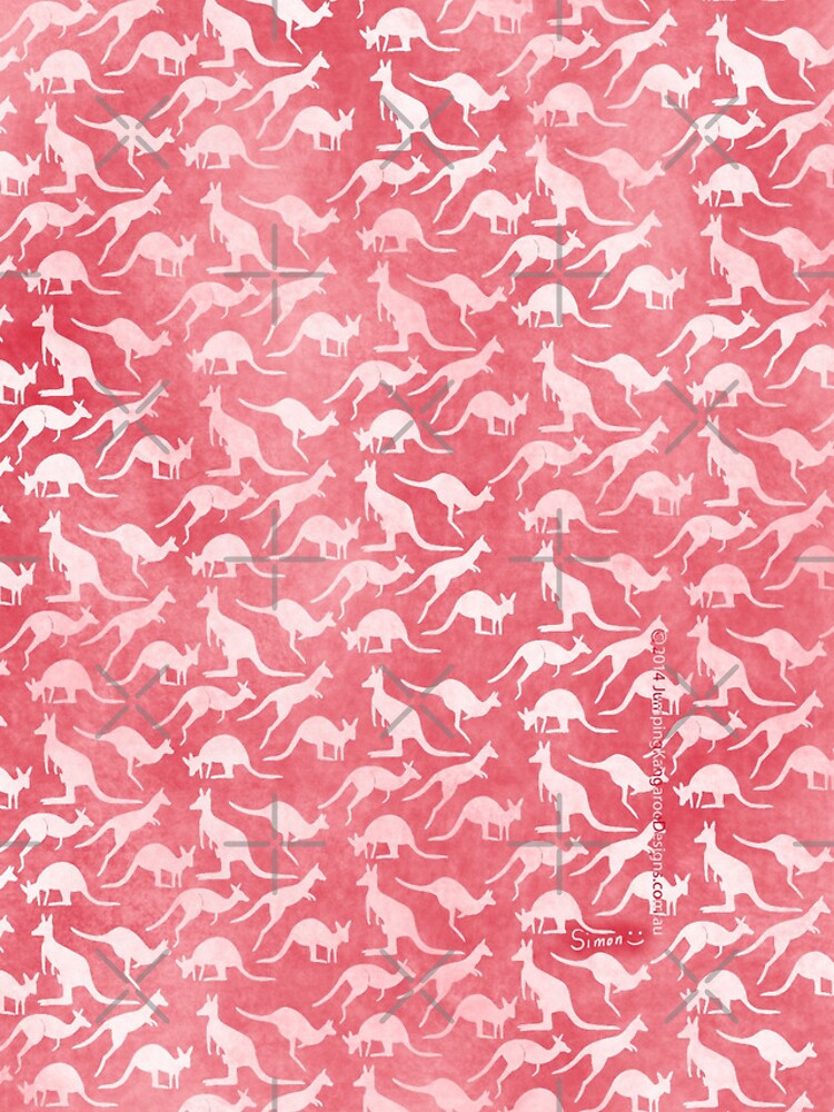 White kangaroos on red background by JumpingKangaroo