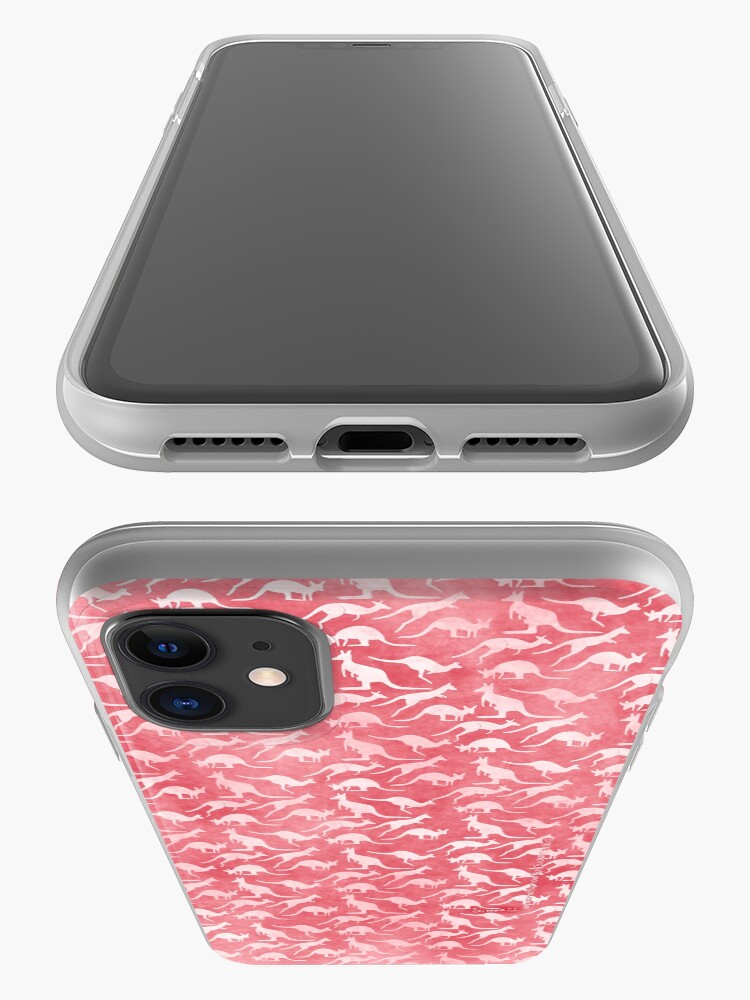 Alternate view of White kangaroos on red background iPhone Case & Cover