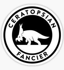 Ceratopsian Fancier Tee (Black on Light) Sticker