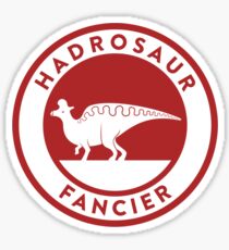 Hadrosaur Fancier (Red on White) Sticker