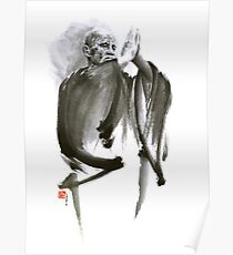 Morihei Ueshiba Sensei Aikido martial arts art japan japanese master sum-e portrait founder Poster