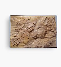 Wood carving work (wolf fairy) Canvas Print