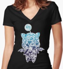 Moogle-verse (blue) Women's Fitted V-Neck T-Shirt